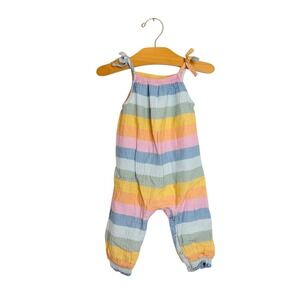 Peek Kids Baby Rainbow Stripe Cotton Gauze Romper Pastel Sunsuit 6-12M